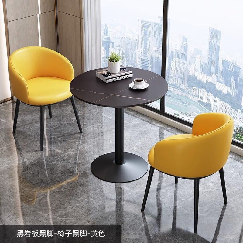 轻奢岩板桌家用休闲桌阳台办公室小圆桌奶茶店桌接待休闲洽谈桌椅|undefined