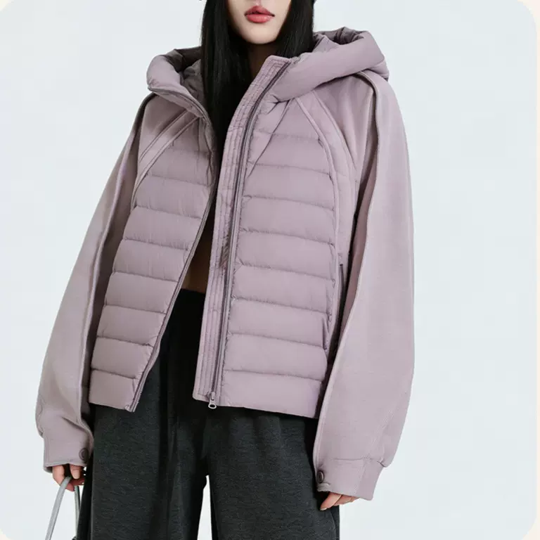 羽绒服女新款高级感冬季轻薄90绒鸭绒短款连帽羽绒服女平湖批发