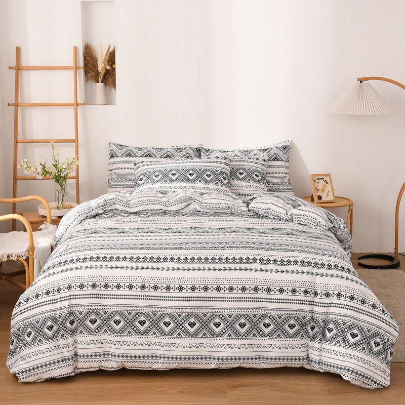 Impresión de viento simple en la cama de cuatro piezas sábanas cubierta Jiangsu Nantong fábrica de ropa de cama textil dormitorio