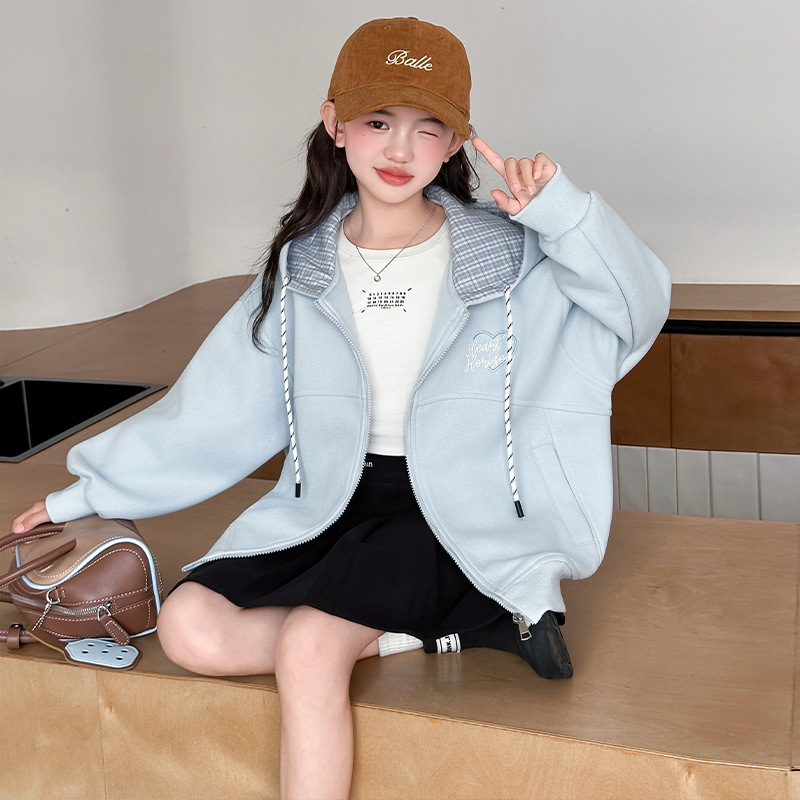 女童外套春秋款2025新款洋气中大儿童休闲春装棒球服春季连帽上衣|undefined