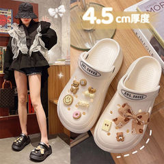 Women's Croc Shoes Women's Outerwear Summer Thick-Soled Elevated EVA Baotou Shoes Non-Slip Bow Beach Sandals and Slippers for Women