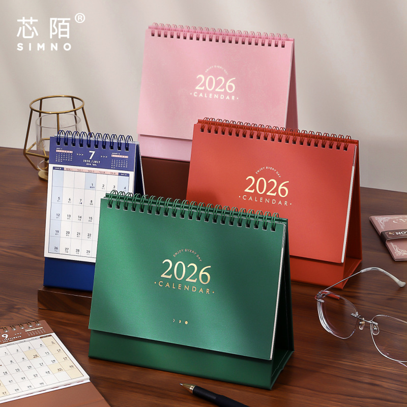 芯陌知2026年基礎台歴シンプルins復古カレンダー学生カード自律計画本デスクトップ振り子|undefined