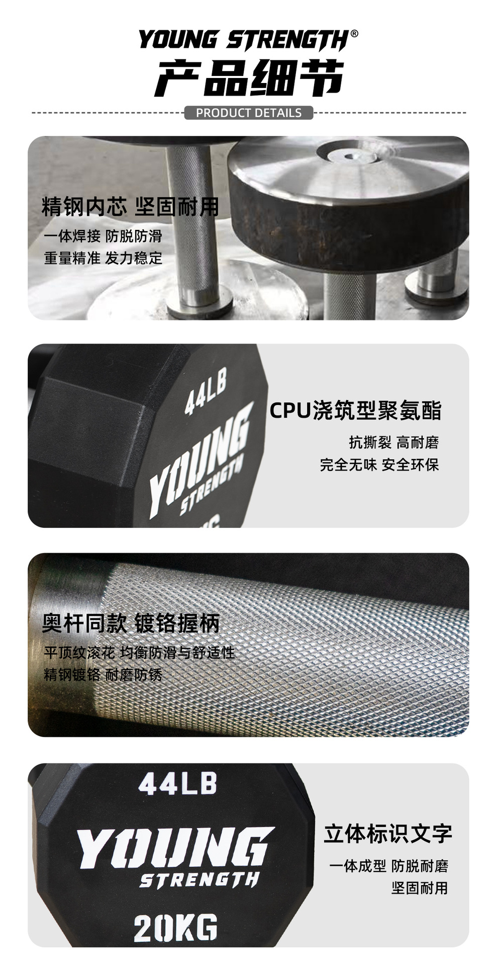 12-Sided Precision Steel Rubber-Coated Dumbbell CPU Polyurethane Fitness Gym Commercial Set Odorless Eco-Friendly Men's Home Use