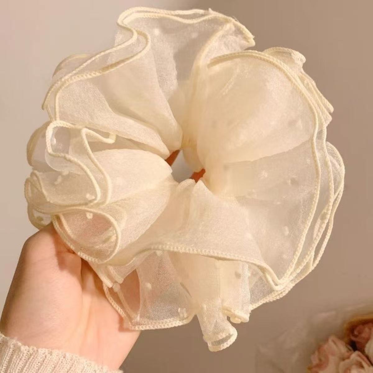 5721 라지 서클 시어 폴카 도트 베이지