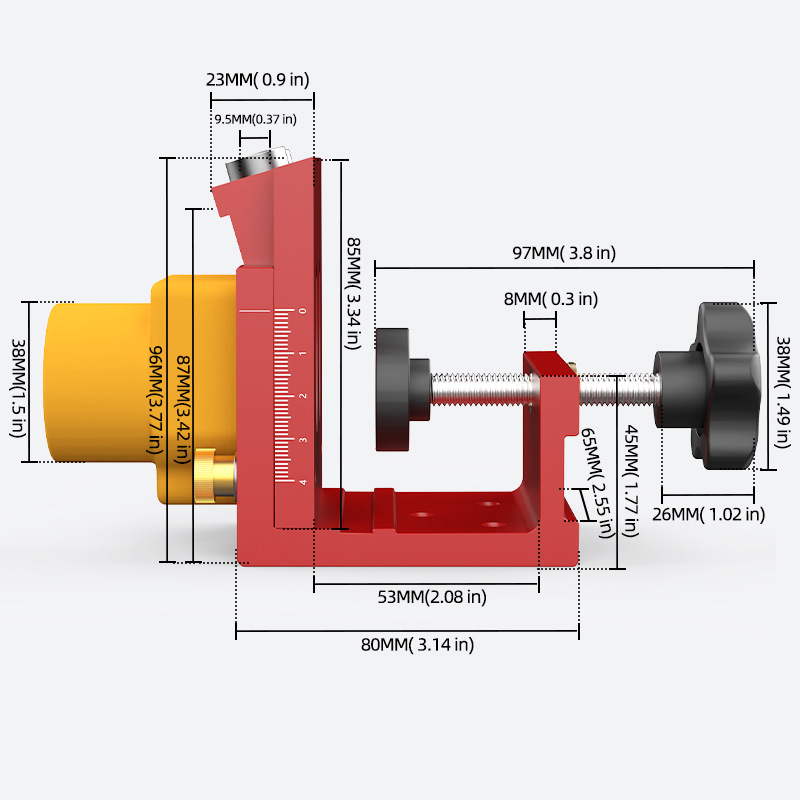 Carpintería agujero puncher ajustable oblicuo localizador agujero madera perforación hardware herramienta gabinete Placa de aleación de aluminio