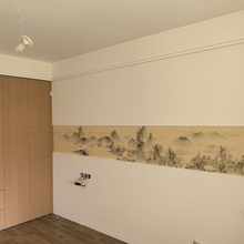 ✅新中式古典壁纸富春山居图腰线宋式美学中古风定 制无缝墙布壁