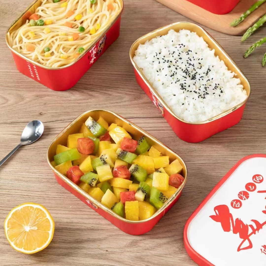 high-grade disposable rectangle Lunch box With cover Kraft paper Salad bowl Take-out food Lunch box Full container goods in stock wholesale