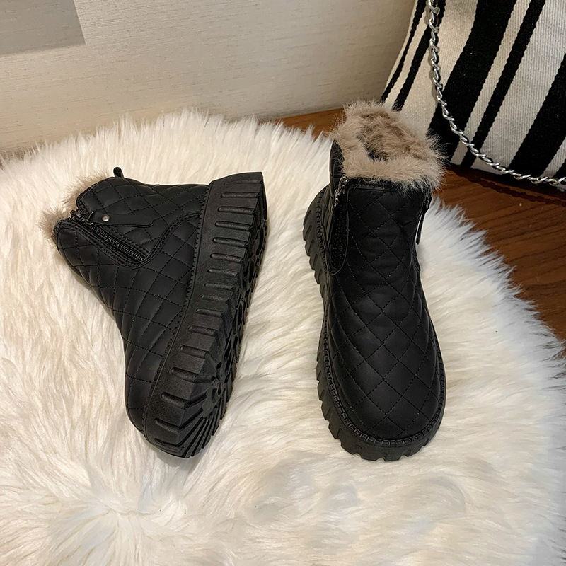 Botas de Nieve con Plataforma y Forro Polar para Mujer de Piel Sintética y Caucho Térmicas para Uso Diario