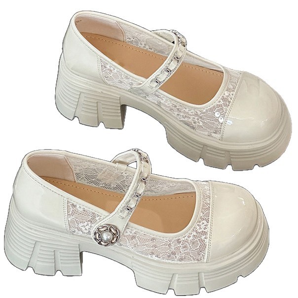 2026 verano nuevo calzado de cuero de tacones gruesos retro estilo universitario transpirable de moda versátil zapatos Mary Jane