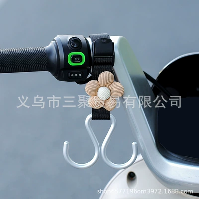 Scooters, Helmet Hook and Hanger: Other Electric Vehicle Accessories - double-hook-webbing-strap-black-coffee-floral