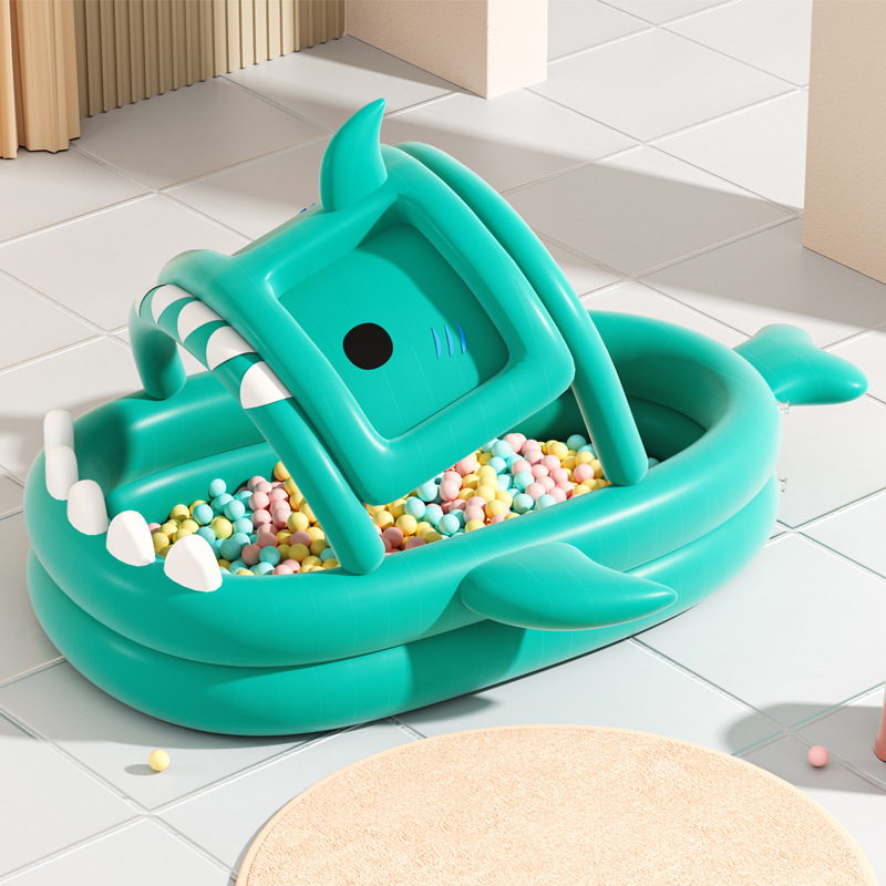 Cross-border shark automatic inflatable swimming pool ocean ball pool sand pool baby children's sunshade pool wholesale