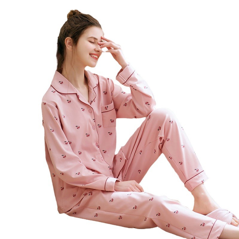 Pijamas de las mujeres de primavera y otoño 100% algodón de manga larga de las mujeres de invierno de estilo coreano prendas de vestir exteriores de algodón de las mujeres de talla grande ropa para el hogar