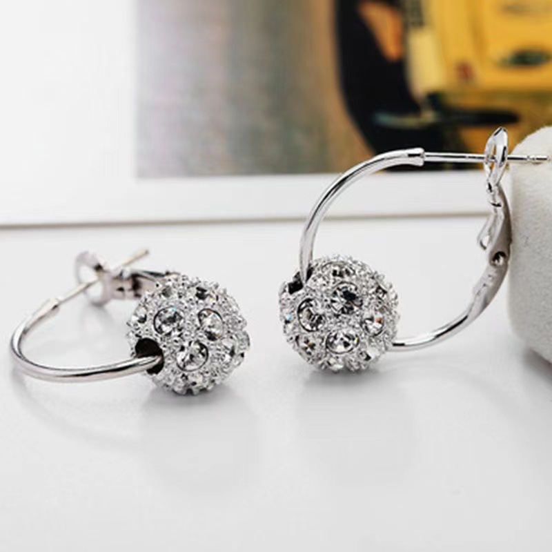 Wholesale Jewelry Elegant Ball Alloy Artificial Gemstones Plating Inlay Hoop Earrings display picture 3
