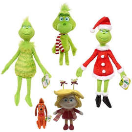 现货热转印圣诞怪杰grinch毛绒玩具绿毛怪格林奇儿童卡通公仔玩偶