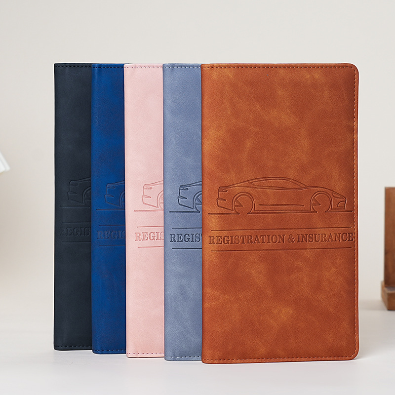 Leather Car Document Bag Card Holder Car Registration and Insurance Holder Multifunctional Pu Car Document Id Holder