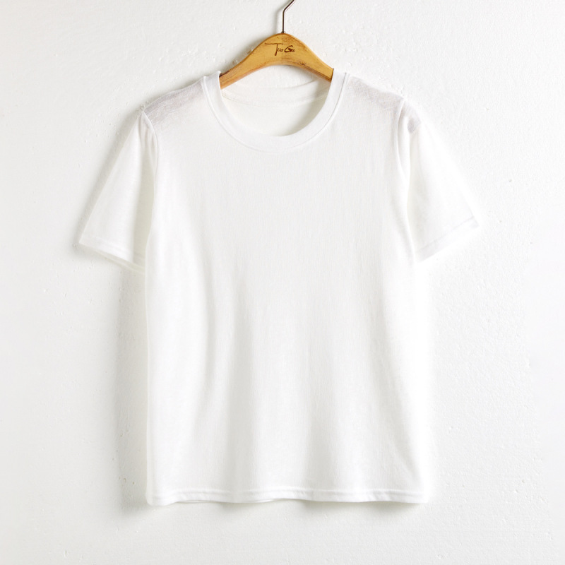 上海ラネージュ韓国版シンプルなラウンドネック半袖 Tシャツ女性のための 2025 夏の新しいルーズ通気性トップ 250201|undefined