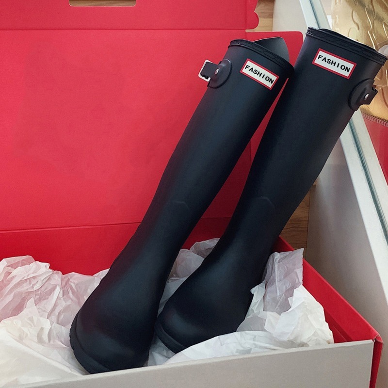 Cowhide version ~ new leather belt buckle thick bottom boots women's winter knee boots knight boots boots high boots