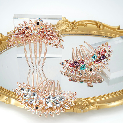 Cross-border antique peacock comb, retro hair comb, rhinestone hair accessories, bridal headwear, hairpins, hairpins, hairpins, wholesale