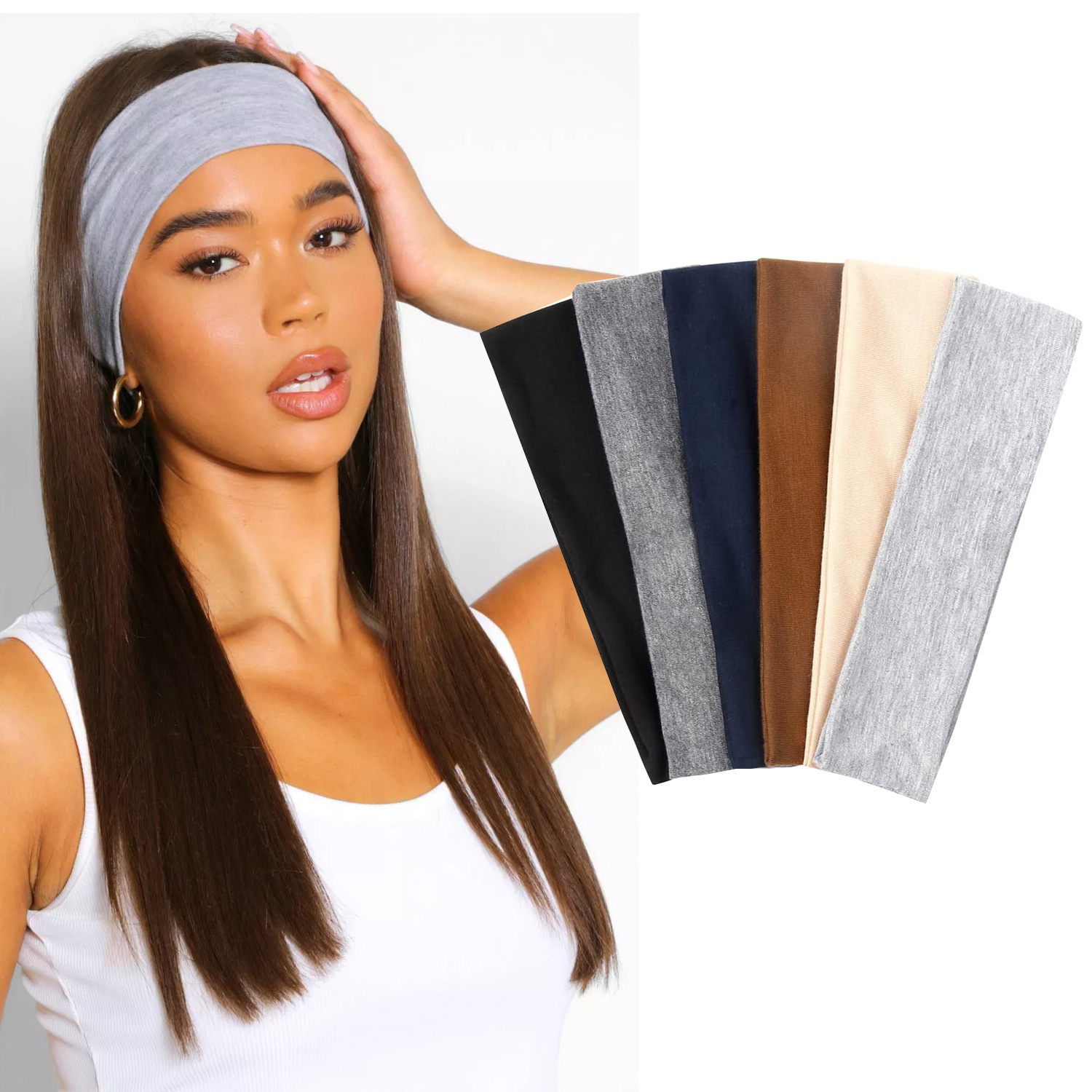 European and American Sports Hair Band Sweat Absorbing Headscarf Men's Hair Band Women's Daily Wash Face Running Headband Headband Cotton Headband