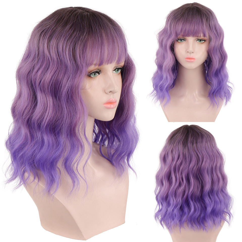Perruque synthétique courte bouclée pour femmes, cheveux avec motif ondulé, fibre synthétique, couvre-tête_voghion.com