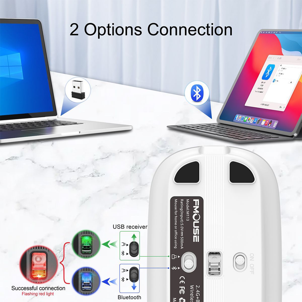 Jauna bezvadu 10M Bluetooth divu režīmu 2.4G/BT5.1 klusa pele Pele 2400DPI 6D spēļu birojam_voghion.com