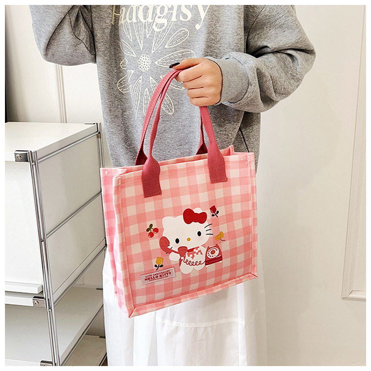 Cute cartoon cat canvas bag 2025 new style large-capacity simple and convenient tote bag with fashionable printing undefined