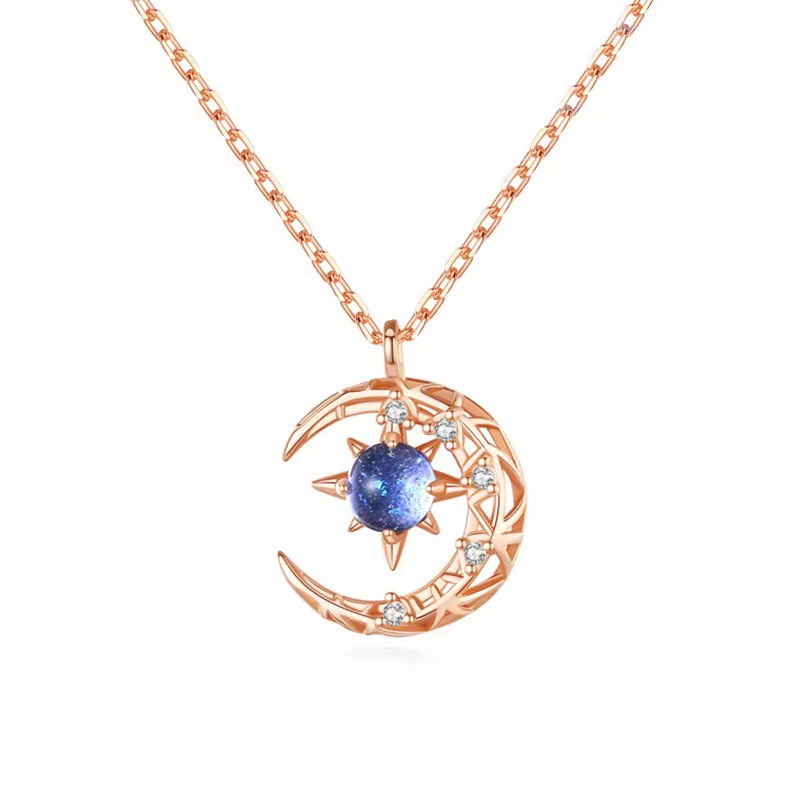 Star and Moon Necklace - Close Up