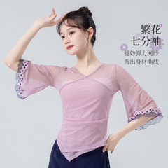 古风古典舞蹈服女新款身韵七分袖纱衣练功服装仙气飘逸演出服上衣
