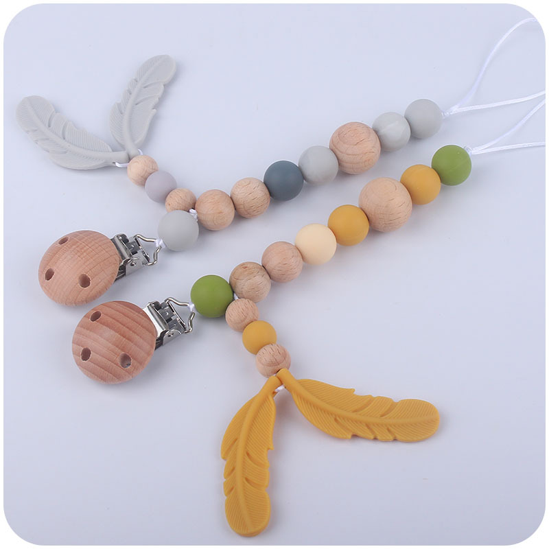 Suministros para bebés clip de chupete de haya chupete de silicona para bebé cadena anti-caída Amazon AliExpress nuevo