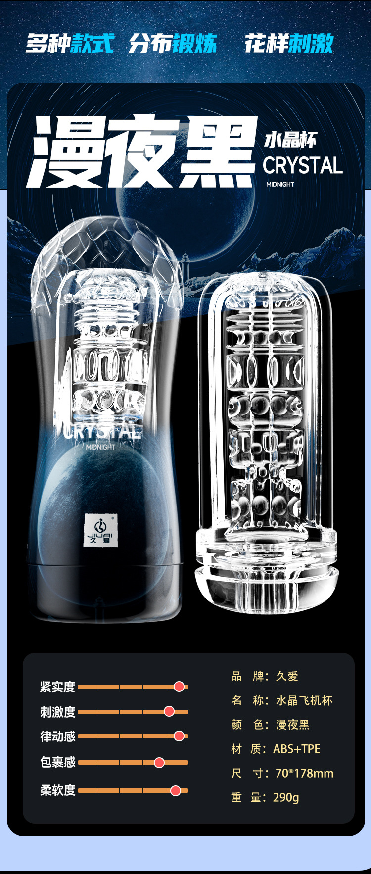 Jiuai Crystal Aircraft Cup Male Masturbator Manual ABS+TPE Concealed Design — detail image 19