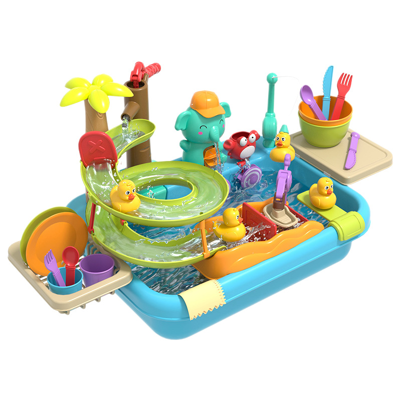 Amazonas juguetes de agua al aire libre para niños patos eléctricos mesa de agua para niños y niñas rociadores de agua parque acuático lavavajillas