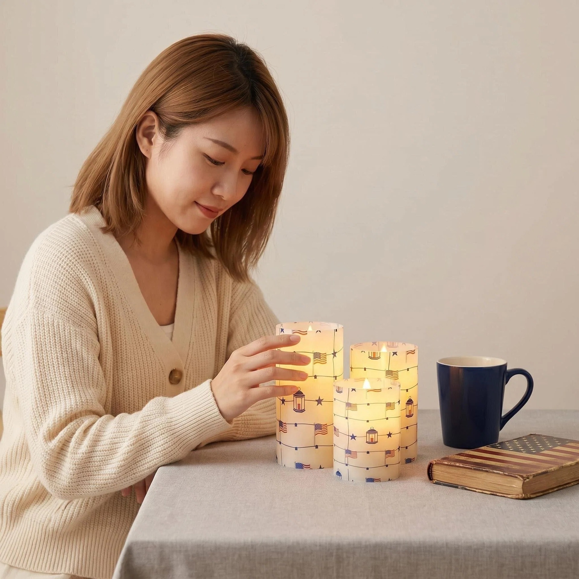 Transfronterizos LED lámpara de vela electrónica estilo americano lámpara de noche decoración de vela decoración de fiesta decoración de atmósfera