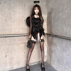 万圣节服装成人天使翅膀恶魔黑色cosplay暗黑哥特风舞台演出服装