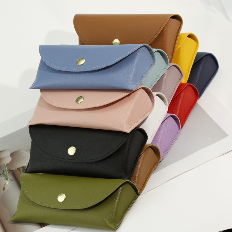 Retro Literary Simple Glasses Bag Soft Leather Glasses Case Ins Girl Portable Sunglasses Cosmetics Bag Anti-Pressure Style Retro Literary Simple Glasses Bag Soft Leather Glasses Case Ins Girl Portable Sunglasses Cosmetics Bag Anti-Pressure Style