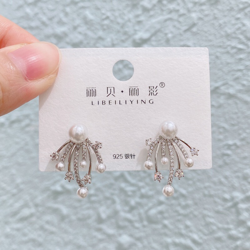 Liyin/Libeliying 花火イヤリング、軽い高級感、高級感、絶妙な銅金メッキマイクロ象嵌イヤリング、女性向け多用途|undefined