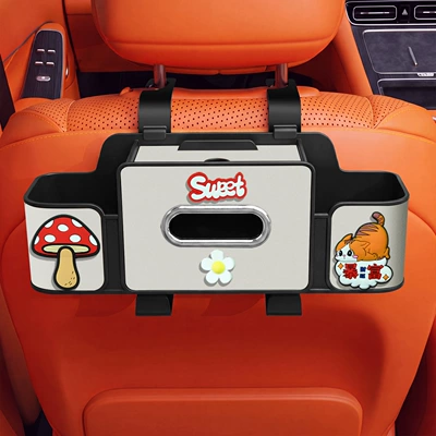 Car tissue box/set — multifunctional tissue box with cup - sweet-4-in-1-seat-storage-box-4th-generation-white