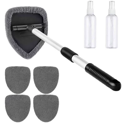 Car cleaning tools: Window Wiper, Car Window Cleaning - 5-gray-cloth-covers-1-set-of-pentagonal-plastic-parts-2-50ml-spray-bottlespe