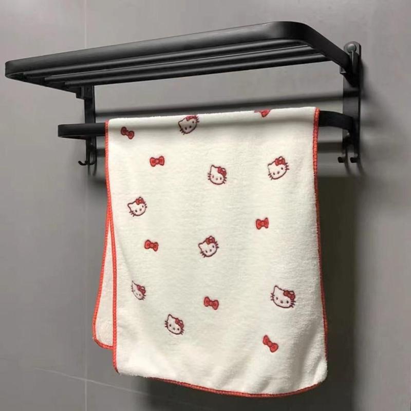 hellokitty浴巾女生珊瑚绒柔软吸水洗脸巾可爱kt猫学生毛巾干发帽|undefined