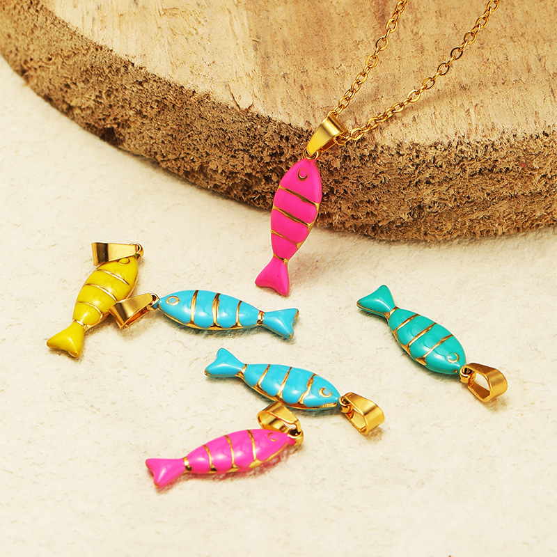 9g Weight Pendant Jewelry Making Type DIY Jewelry Accessories Classification 5 PCS/Package Quantity Resin Material Fish Pattern Enamel Design Cute, Simple Style Style 5 PCS/Package Resin Fish Pendant 11
