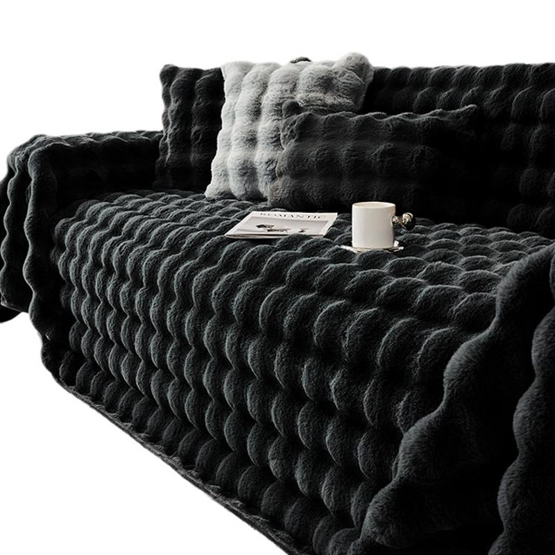 Todo incluido nuevo sofá de otoño y invierno para gatos cubierta de conejo peluche grueso cálido sofá cubierta toalla cojín manta sala de estar