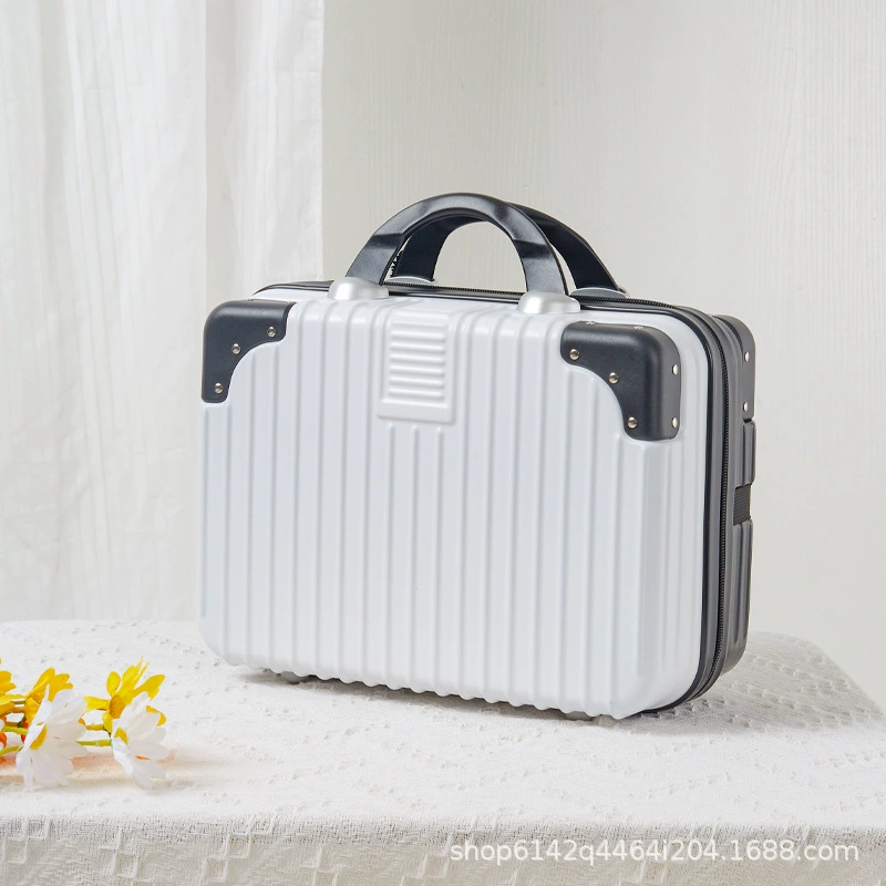 Handheld cosmetic storage box 14-inch suitcase, partitioned interior and portable handle