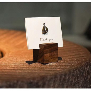 Solid Wood Creative Photo Ins Desktop Business Card Base Display Stand Holder Artistic Style Card Note Clip