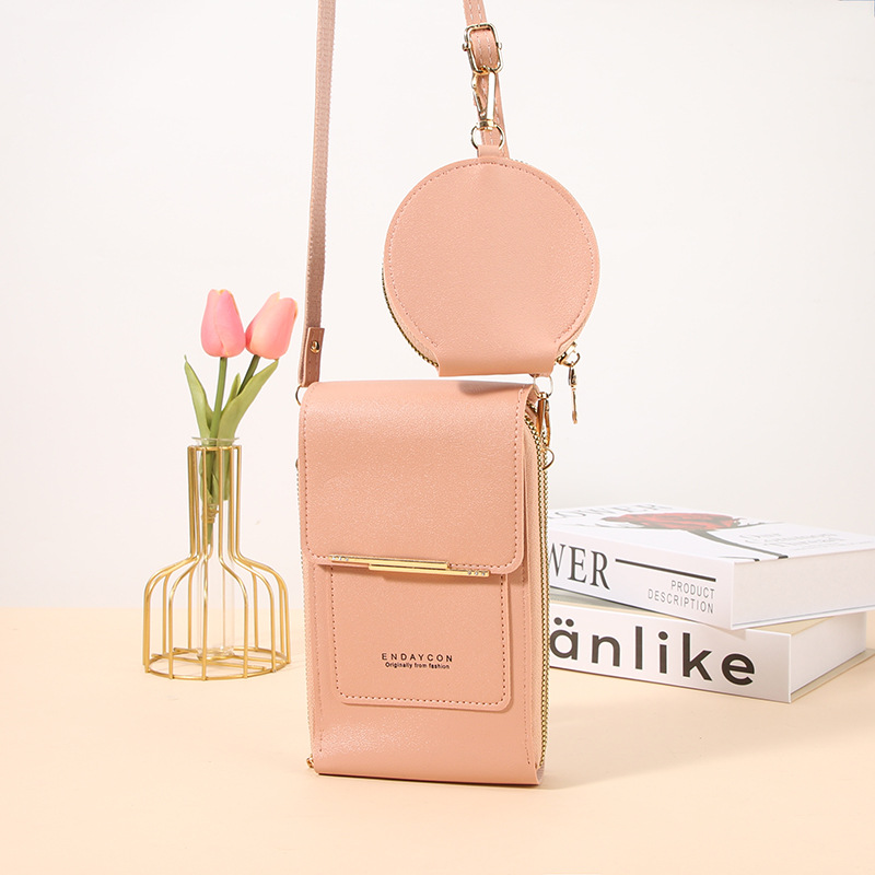Pantalla táctil directa de fábrica BOLSA DE TELÉFONO MÓVIL bolsa de mensajero femenina bolsa de teléfono móvil coreana multifunción clave cremallera vertical cartera femenina