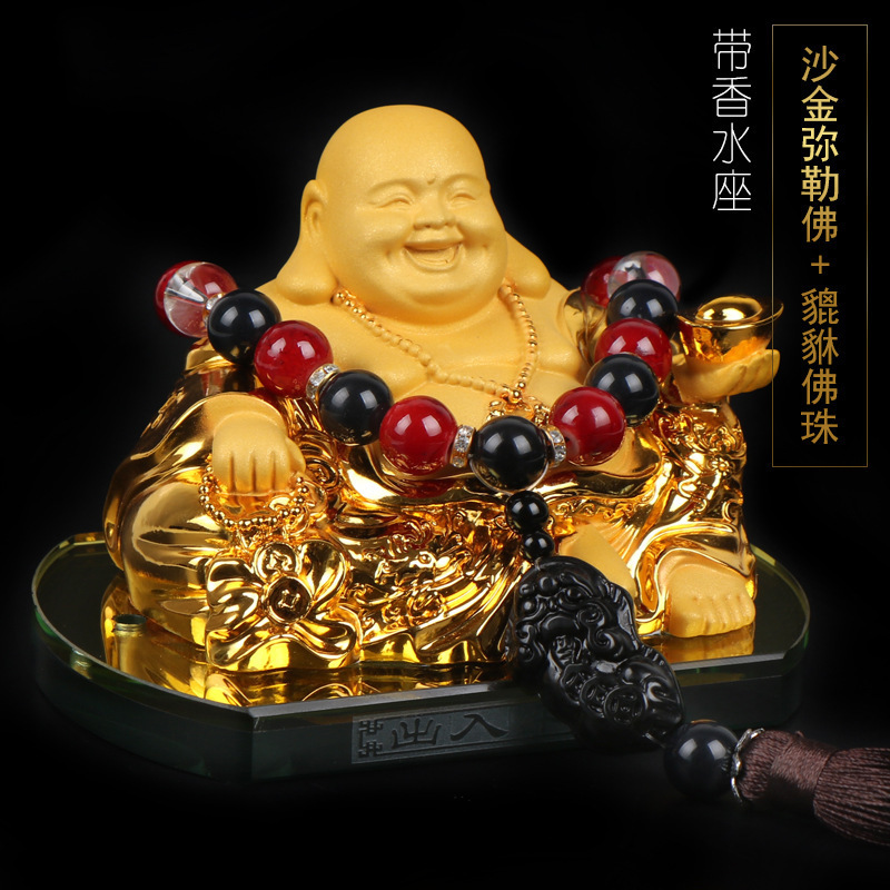 Car ornaments | Qìchē Perfume - gold-sand-maitreya-buddha-perfume-base-pixiu-prayer-beads-limited-price-108-yuan