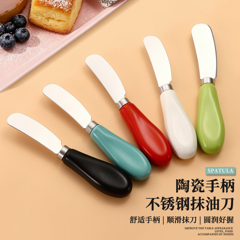 Cross-border ceramic handle stainless steel butter knife, cheese knife, butter spreader, jam spreader, cream spreader, bread spreader, cheese scraper