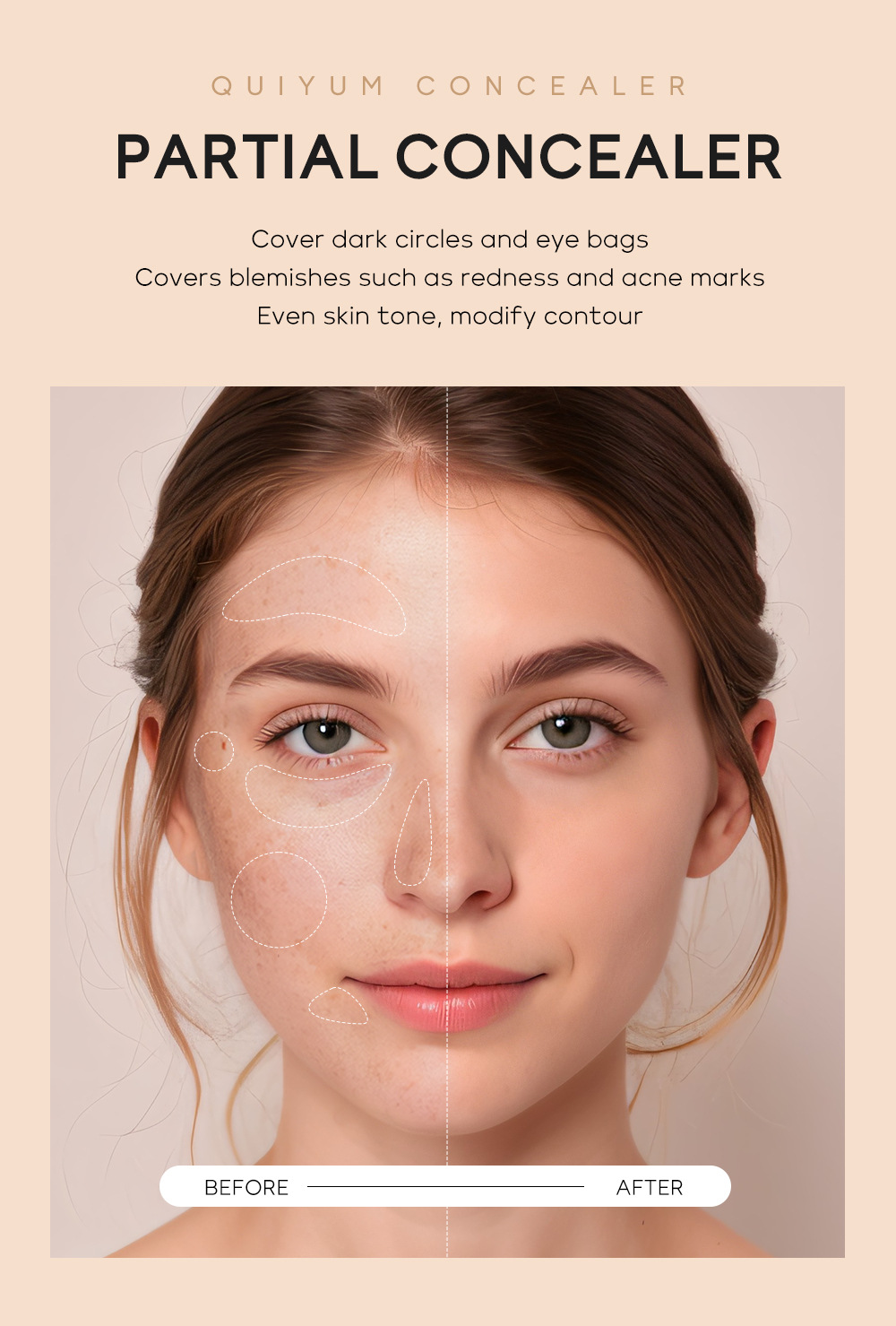 Cross-border QUIYUM Three-color Concealer 8g for contouring, covering blemishes and enhancing skin tone. Factory in stock for wholesale undefined