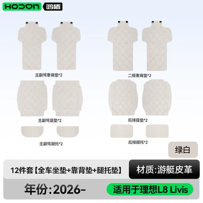 Decoration, Ventilated Seat Cover Accessories, Modelə uyğun (Original) oturacaq örtükləri - green-white-12-piece-set-full-car-seat-cushion-backrest-cushion-leg-rest-cushion-ideal-l8livis2026-model