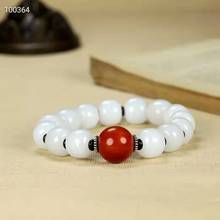新疆羊脂白玉老型珠手链配辽宁阜新战国红玛瑙珠子高端大气上档次