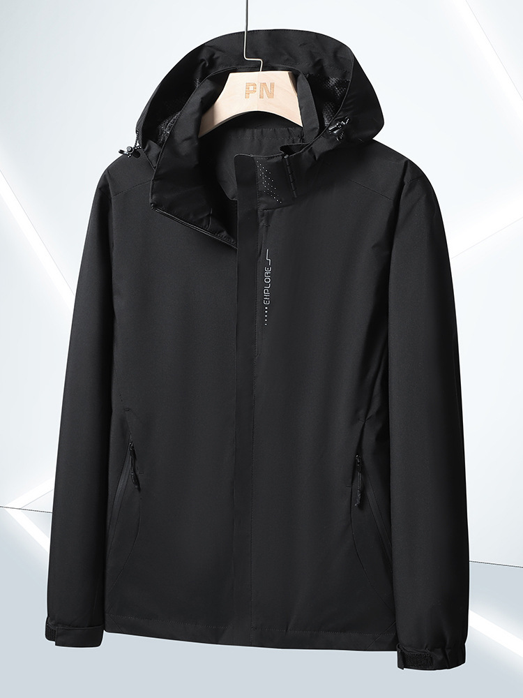 Windproof and Waterproof Jacket, Spring and Autumn Casual Hooded Outdoor Mountaineering and Camping Jacket