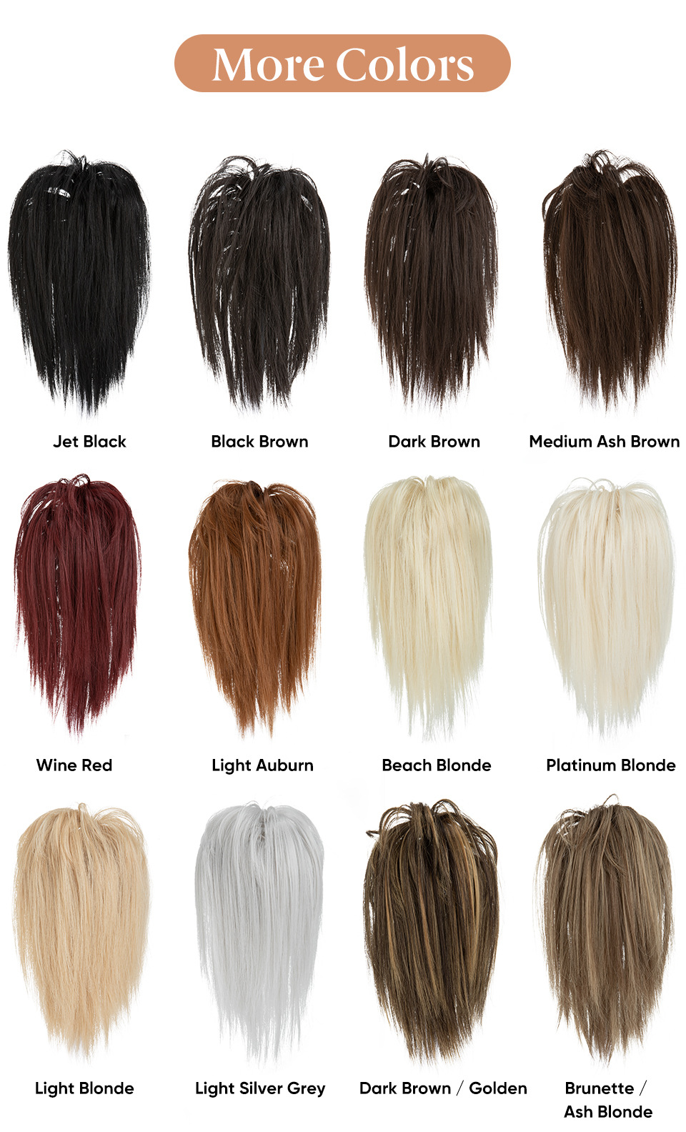 Syntetisk hårkontrakt knol for kvinner, kort syntetisk fiber, langt værhårstil, gripeklemme, hestehalefletthår_voghion.com